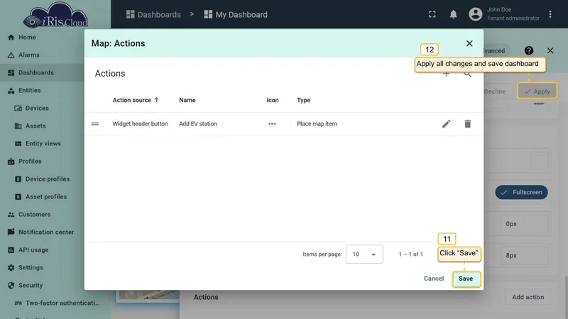 Action in list, click Save