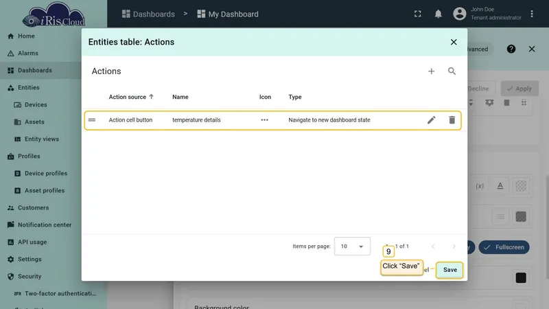 Action in list, click Save