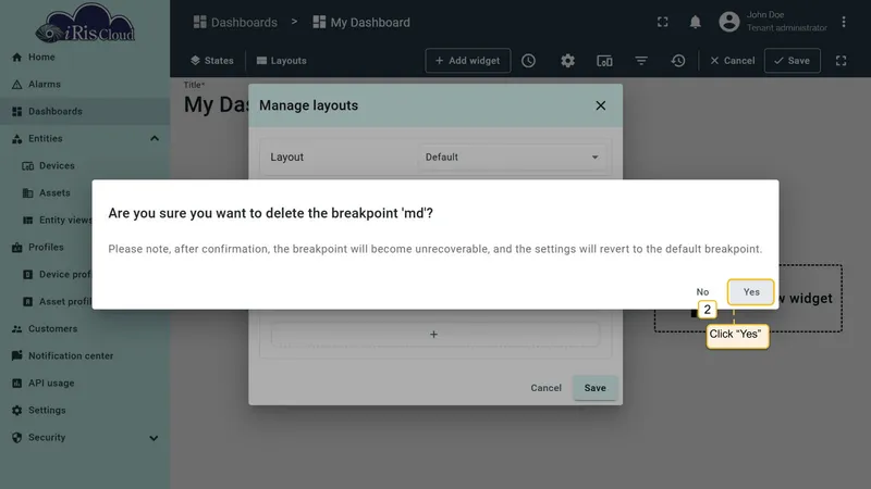 Confirm breakpoint deletion