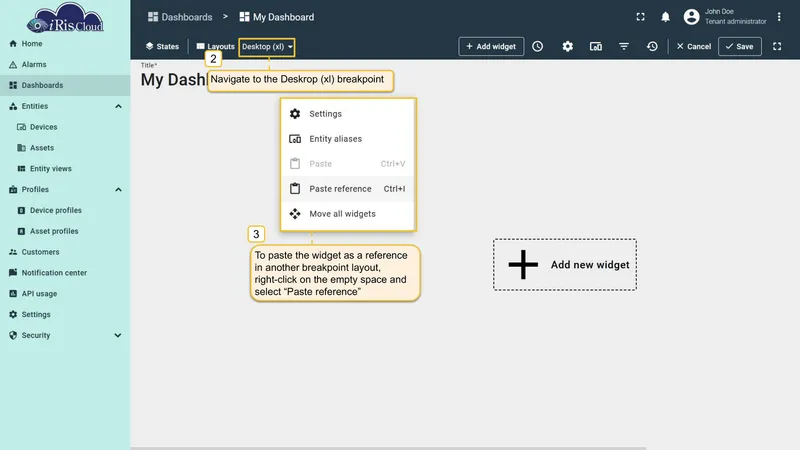 Paste widget reference