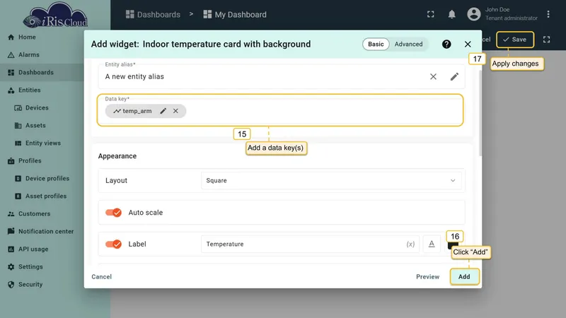 Add data key