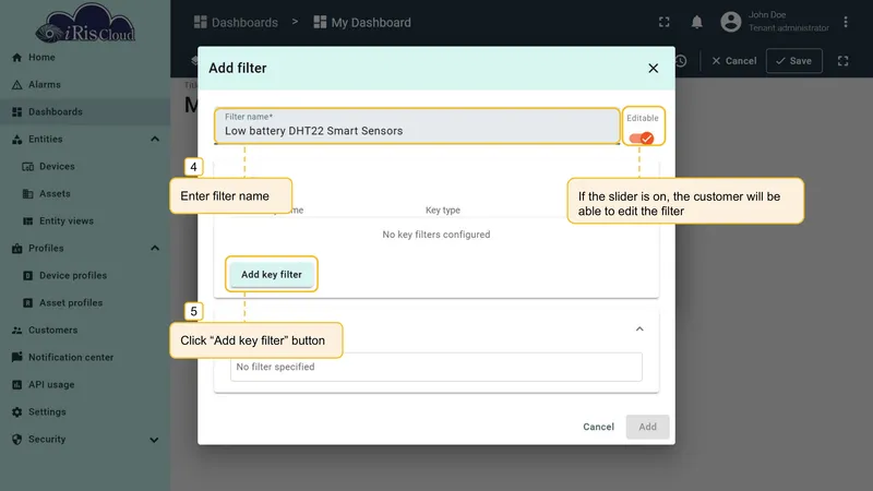 Filter configuration