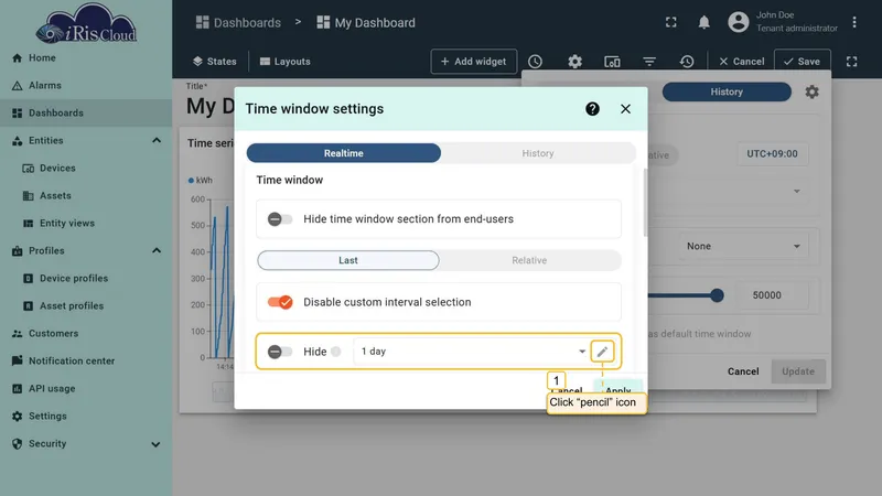 Open interval list editor