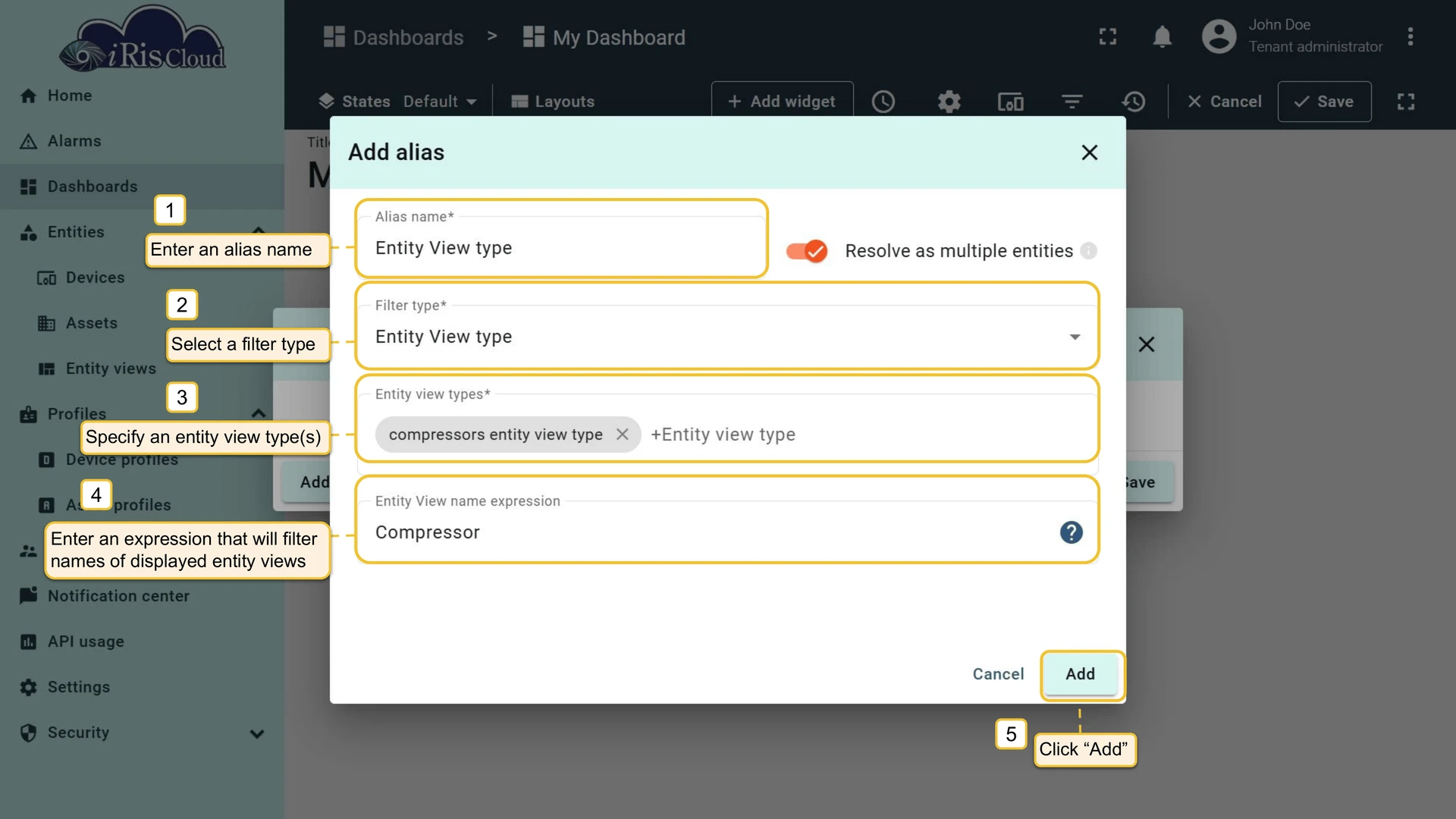 Entity view type alias