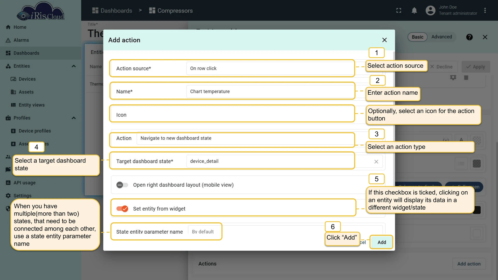 Set entity from widget