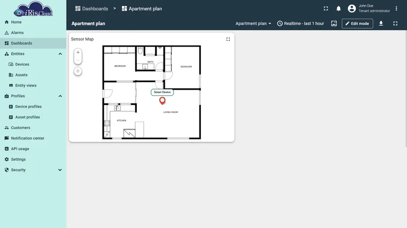 Marker placed on the floor plan