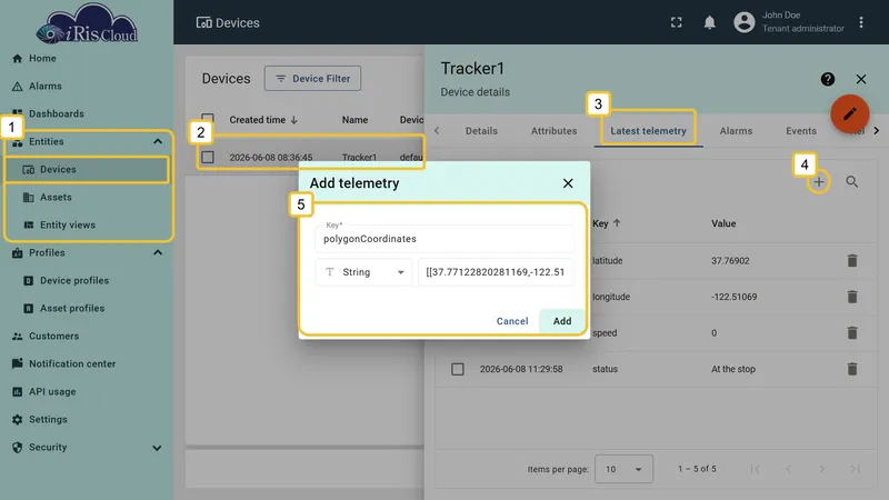 Add polygonCoordinates telemetry to HMI Device