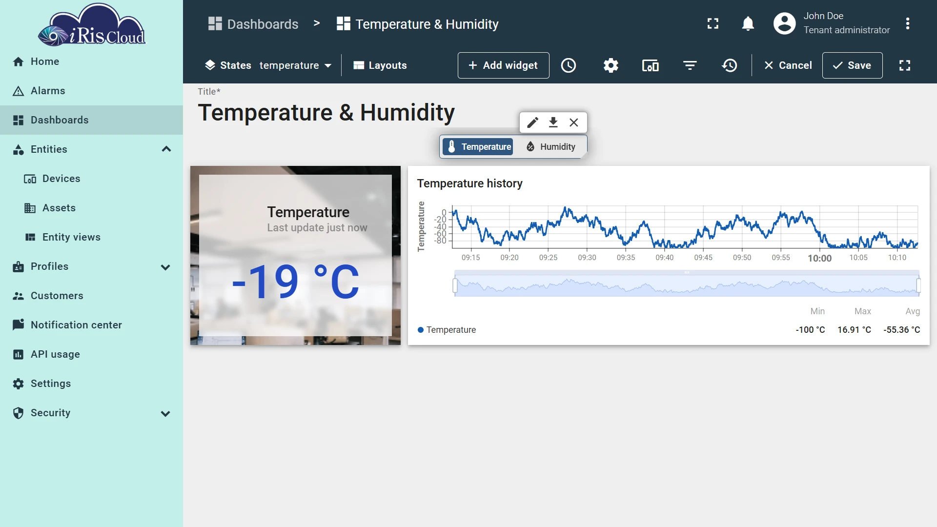 Two-segment button added to the Temperature state
