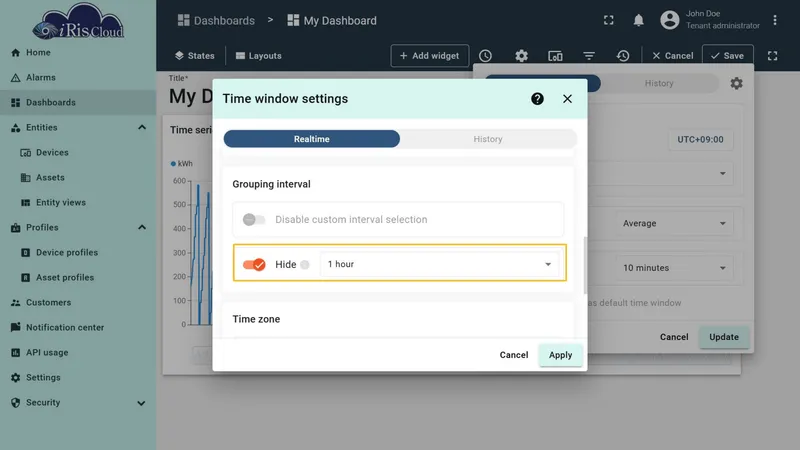 Hide grouping interval