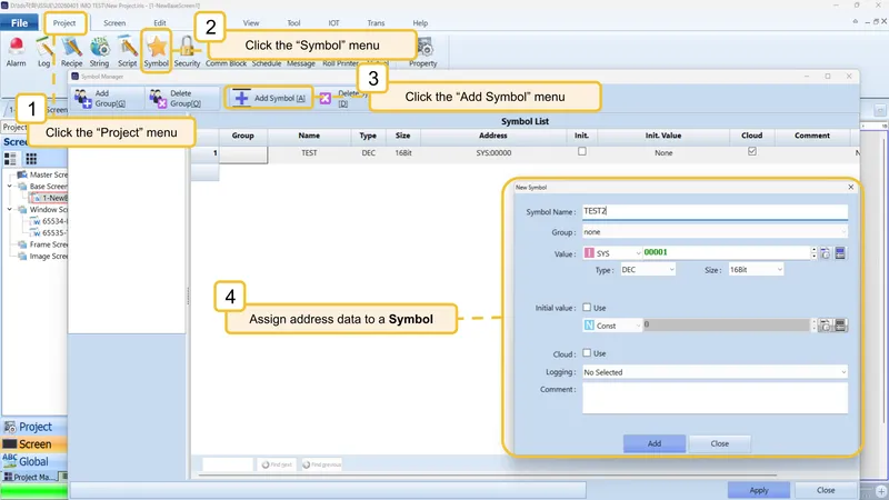 Registering address Symbol values