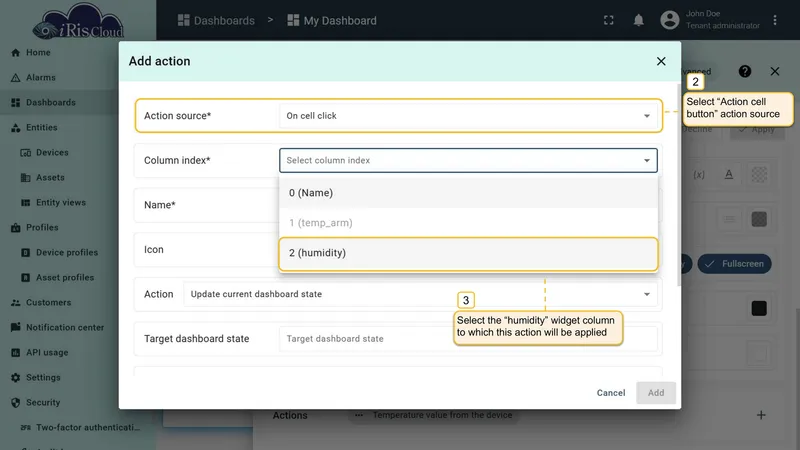 Add humidity action dialog source