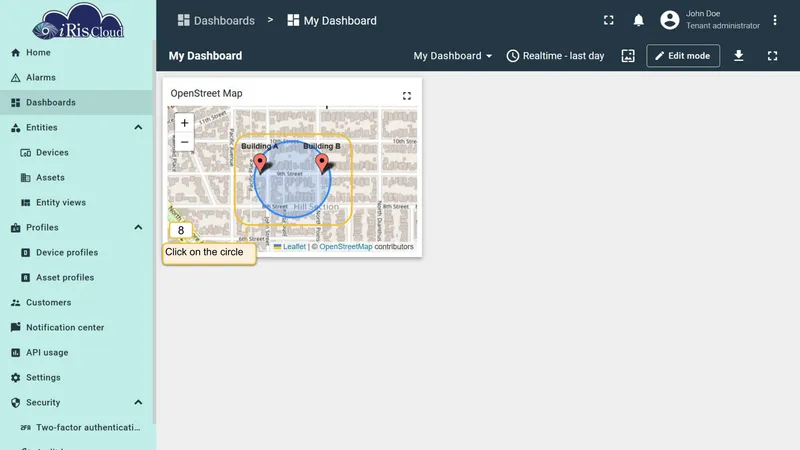 Click circle on map