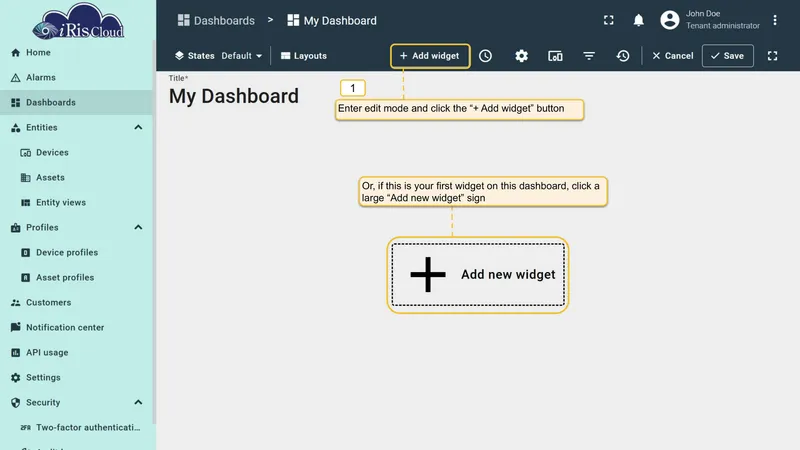 Add Entity hierarchy widget