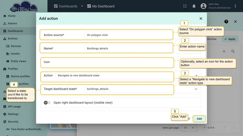 Configure On polygon click action