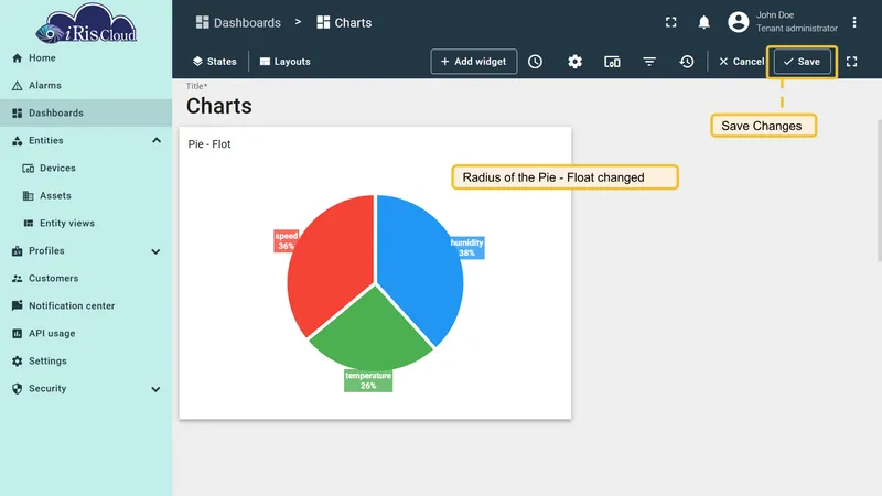 Pie radius result