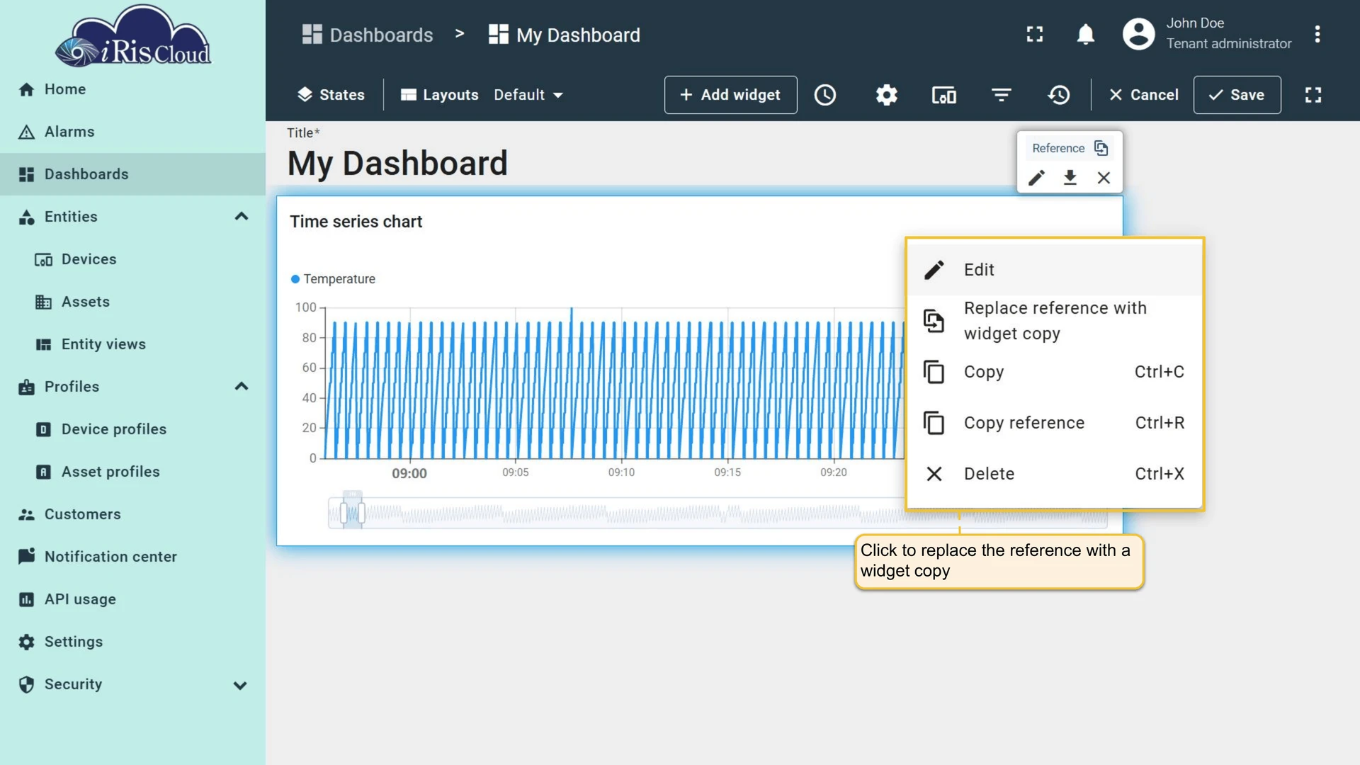 Replace reference with widget copy