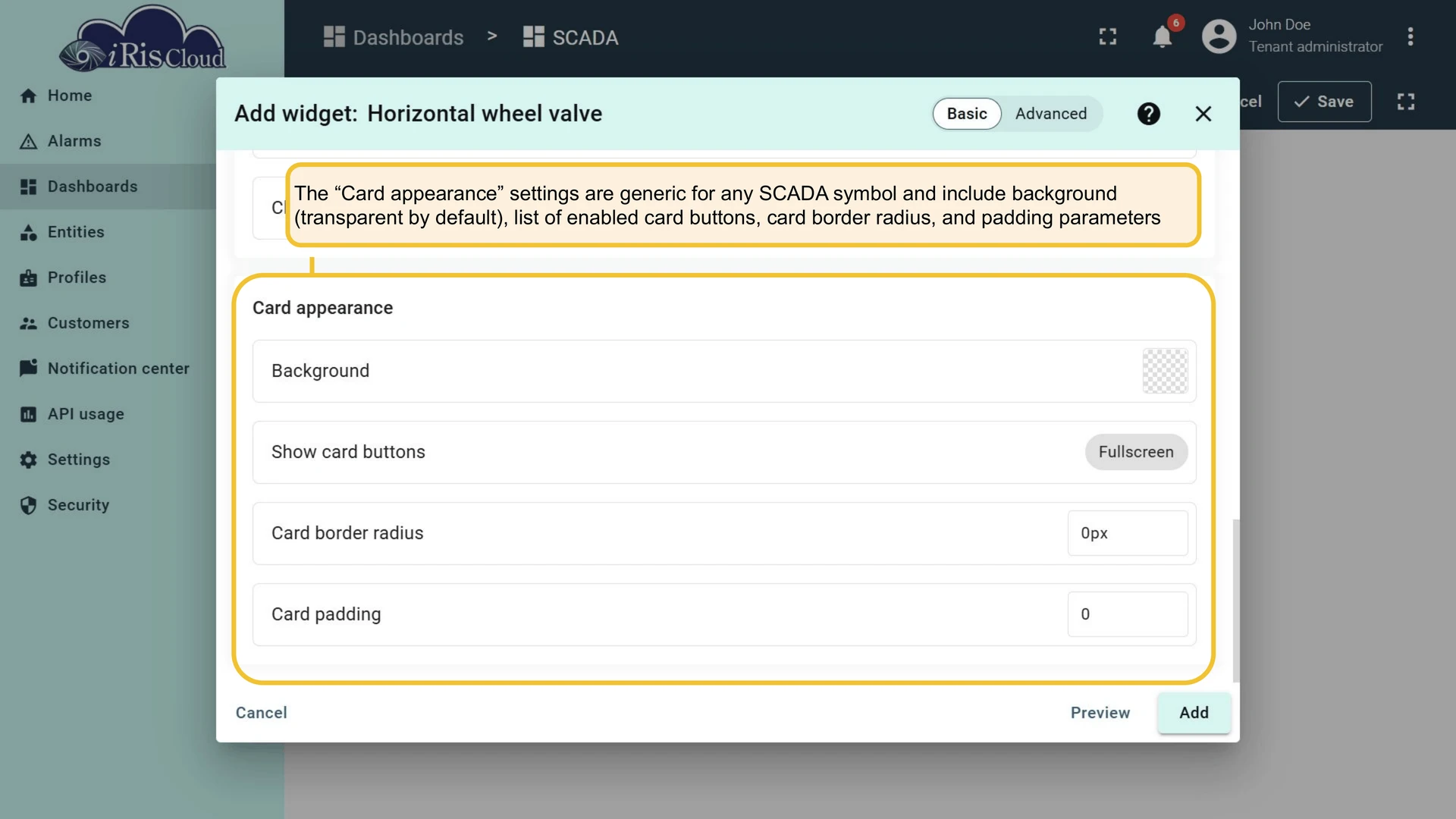 Card appearance settings