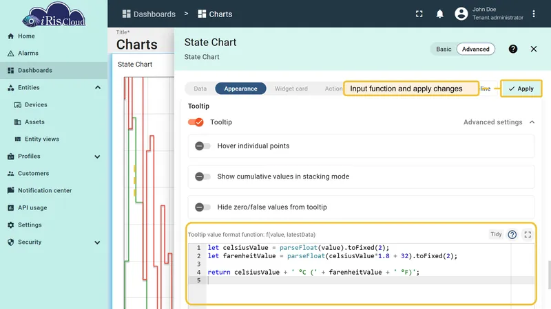 State tooltip function