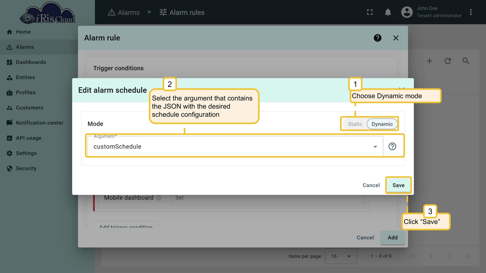 Dynamic schedule mode
